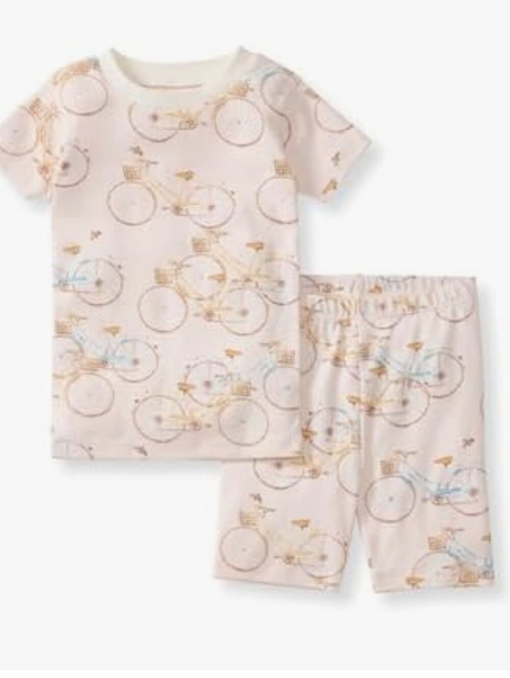 Burt's Bees Kids Short Sleeve Pajama Set in Light Pink with Bicycle Print, 3T